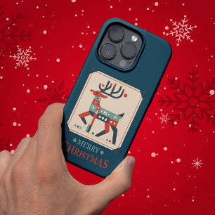 Christmas Card with Reindeer Illustration Design iPhone 16 Pro Case