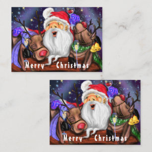Christmas Card with Santa and Reindeers - Funny