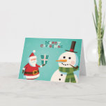 Christmas card with Santa and snowman<br><div class="desc">Christmas card with Santa and snowman. Vector. Editable © and ® Bigstock® - All Rights Reserved.</div>