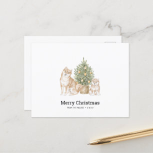 Christmas Card with Shiba Inu Dog Family 