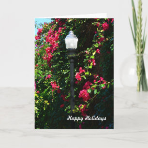 Christmas Card with Street Lamp & Flowers