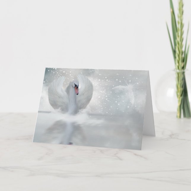 Christmas Card With Swan - Fantasy Swan Art (Front)