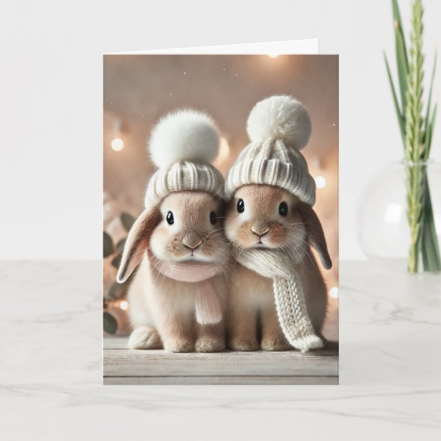 Christmas card with two bunnies (Front)