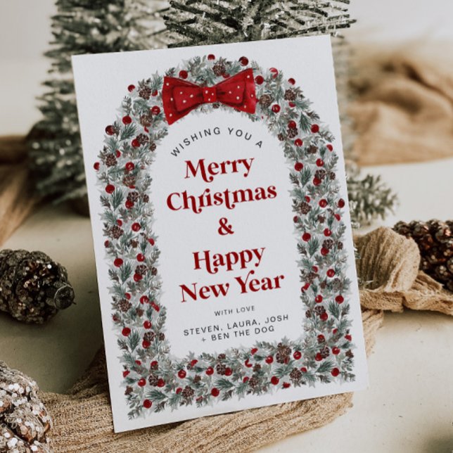 Christmas Card Without Photo Holiday Card Red Bow (Creator Uploaded)