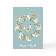Christmas card - wreath & dove - Peace on Earth