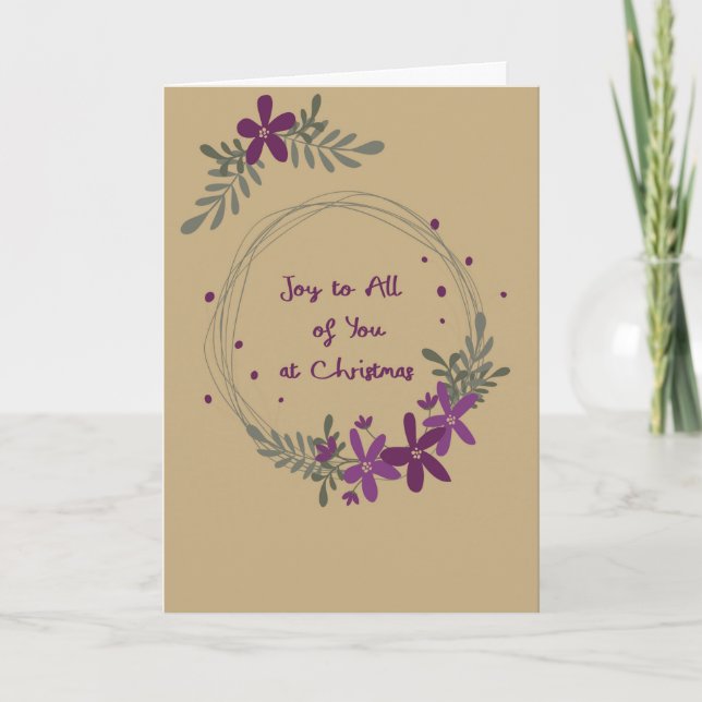 Christmas Card Wreath with Purple Flowers (Front)