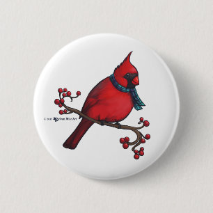 Christmas Cardinal 6 Cm Round Badge