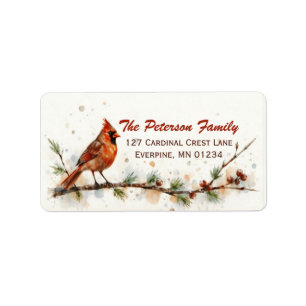 Christmas Cardinal Address Label