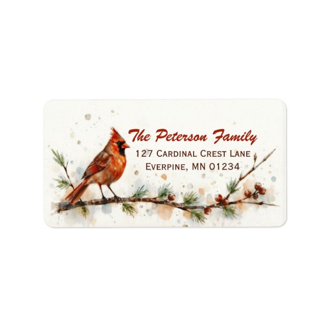 Christmas Cardinal Address Label (Front)