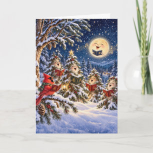 Christmas Cardinal and Winter Tree Chorus Card