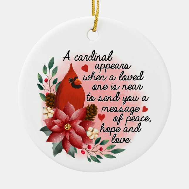 Christmas Cardinal Appears Loss of Family Memorial Ceramic Ornament (Front)