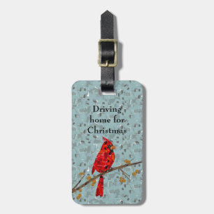Christmas Cardinal bird collage Luggage Tag
