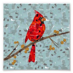 Christmas Cardinal bird collage Photo Print