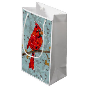 Christmas Cardinal bird collage Small Gift Bag