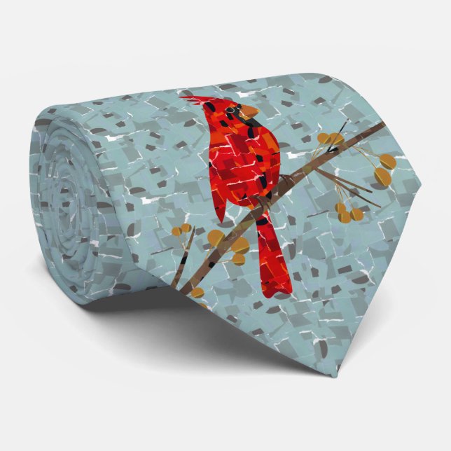 Christmas Cardinal bird collage Tie (Rolled)