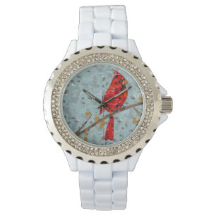 Christmas Cardinal bird collage Watch