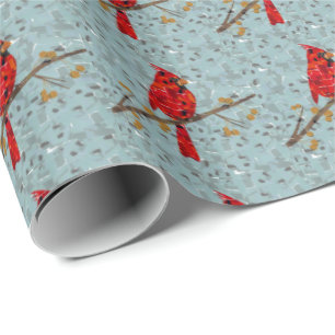 Christmas Cardinal bird collage Wrapping Paper