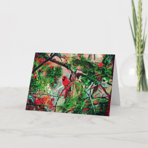 Christmas Cardinal Bird Faith Card John 3:16