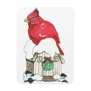 Christmas Cardinal Bird Flexible Magnet