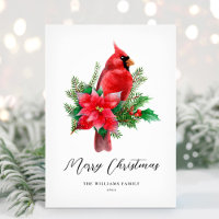 Christmas Cardinal Bird Non-Photo Holiday Card