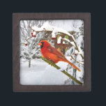 Christmas,  Cardinal Bird, Snow, Gift Box<br><div class="desc">The red of the cardinal bird with the white snow is a perfect picture for the holiday season. The little red berries complete the image with a splash of colour on this Christmas gift box.</div>