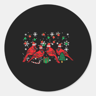 Christmas Cardinal Birds Santa Cute Xmas Men Women Classic Round Sticker