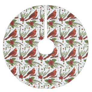 Christmas Cardinal Brushed Polyester Tree Skirt