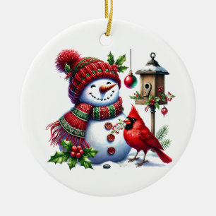 Christmas Cardinal Ceramic Ornament
