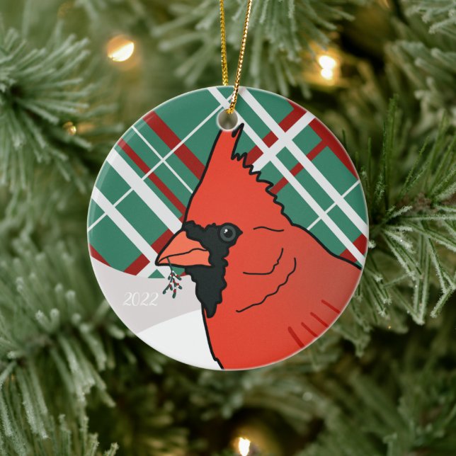 Christmas Cardinal  Ceramic Ornament (Tree)