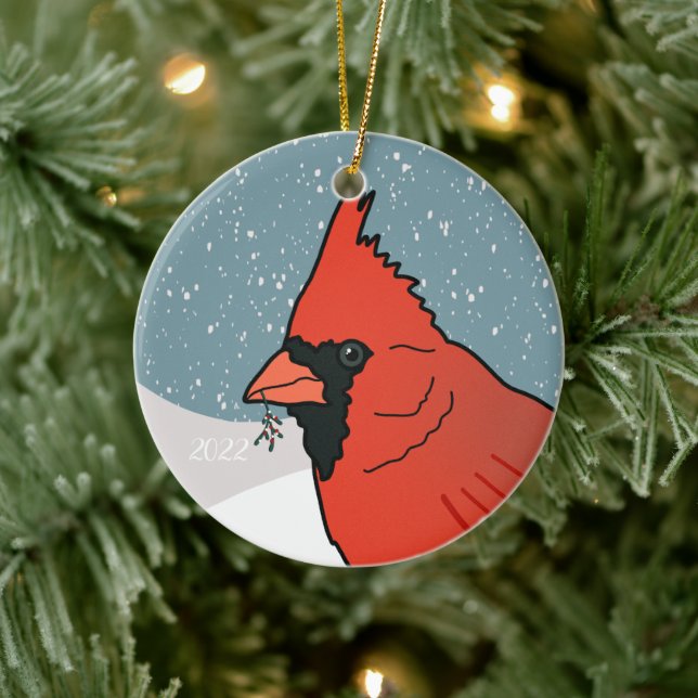 Christmas Cardinal Ceramic Ornament (Tree)