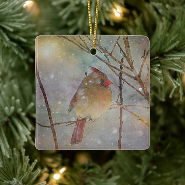 Christmas Cardinal Ceramic Ornament (Tree)