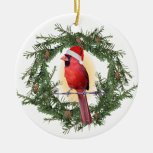 Christmas Cardinal Ceramic Tree Decoration