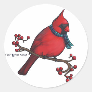 Christmas Cardinal Classic Round Sticker