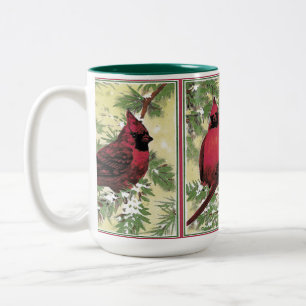 Christmas Cardinal coffee or tea Two-Tone Coffee Mug
