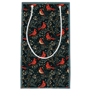 Christmas Cardinal Dark Teal Gift Bag