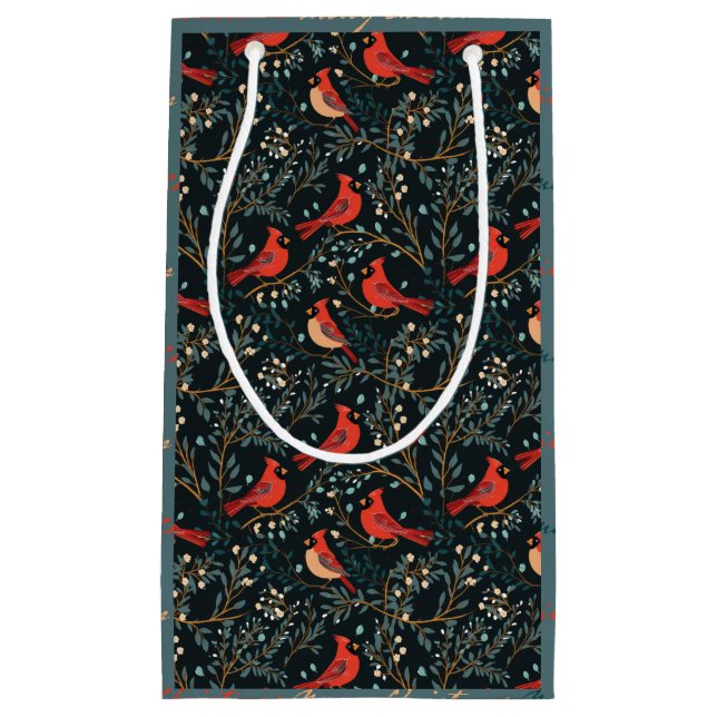 Christmas Cardinal Dark Teal Gift Bag (Front)