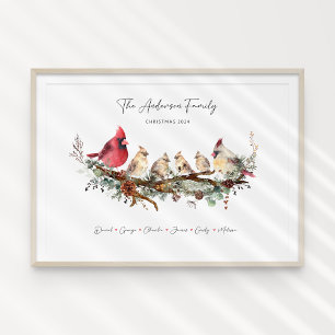 Christmas Cardinal Family of Six Poster