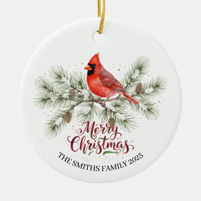 Christmas Cardinal Holiday Ornament (Front)