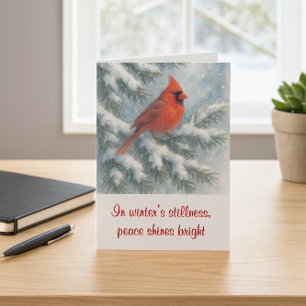 Christmas Cardinal in Fir Tree Holiday Card