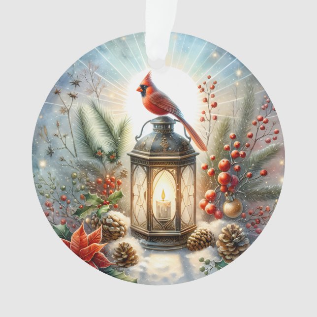 Christmas Cardinal Lantern Ornament (Front)