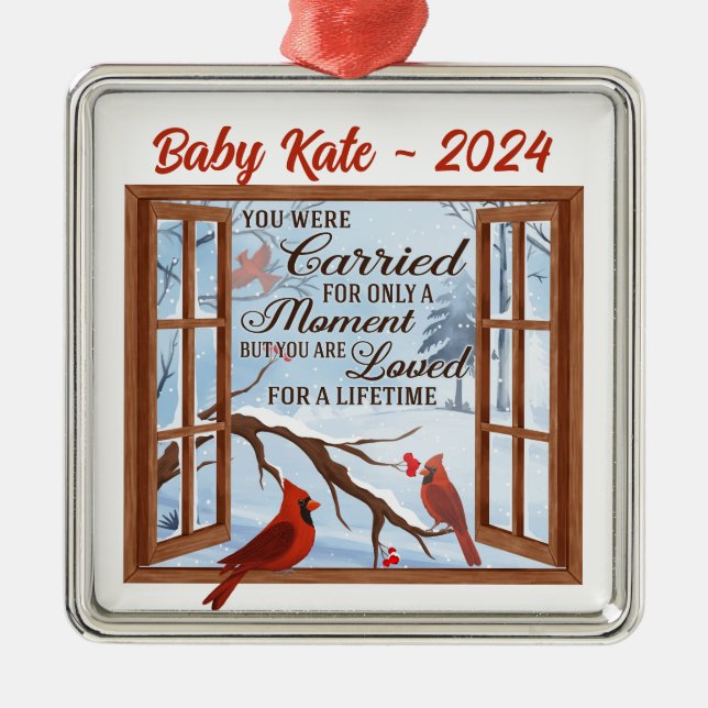 Christmas Cardinal Loss of Baby Infant Miscarriage Metal Ornament (Front)