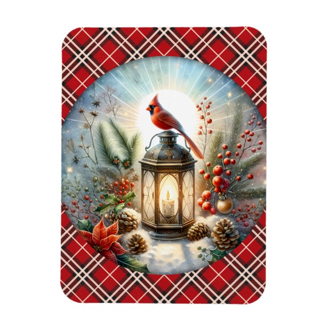 Christmas Cardinal.  Magnet (Vertical)