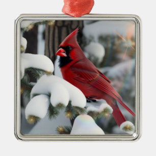 Christmas Cardinal Metal Ornament