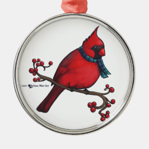 Christmas Cardinal Metal Ornament