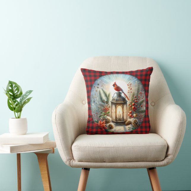 Christmas Cardinal Remember Loved one Lantern Cushion (Chair)