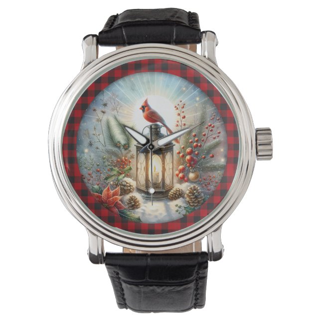 Christmas Cardinal Remember Loved one Lantern Watch (Front)
