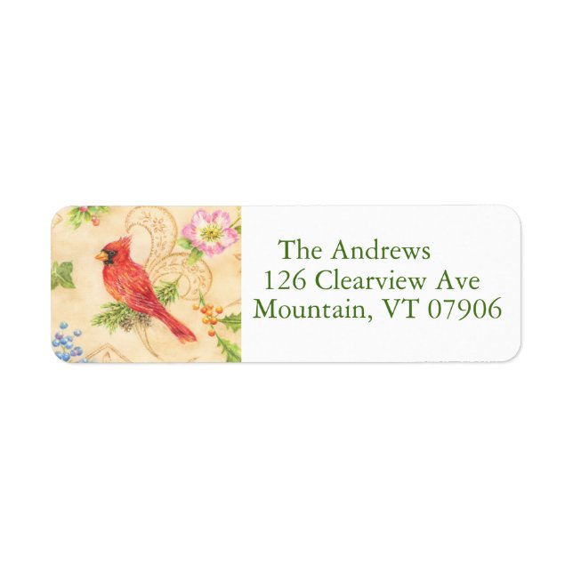 Christmas Cardinal Return Address Labels (Front)