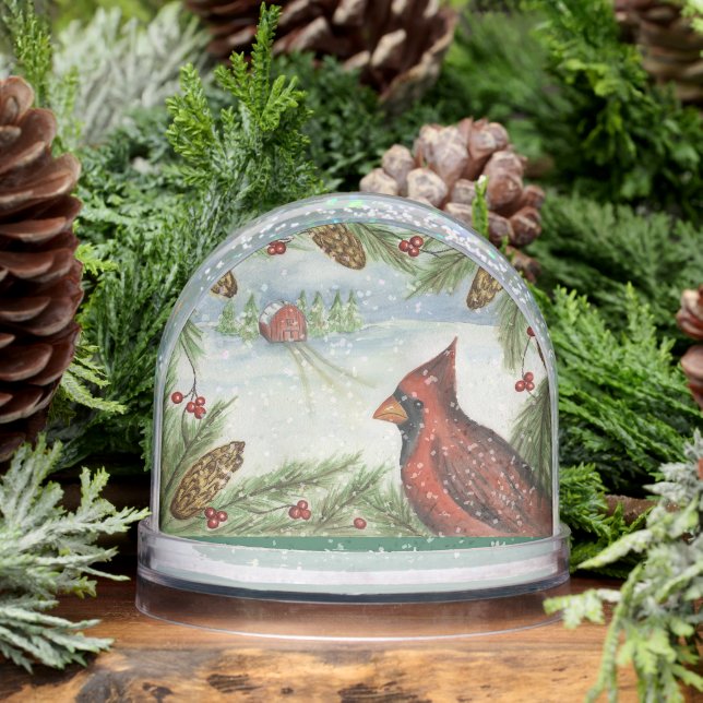 Christmas Cardinal Snow Globe  (Winter)