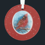 Christmas Cardinal Snowflakes on Red or Blue Ornament<br><div class="desc">Christmas Cardinal Snowflakes on Red or Blue Ceramic Ornament - A snowy background with dark blue create a lovely space for the Cardinal to rest. The other side of the ornament has a bright red background. A shimmery silver snowflake background is also on both sides. Winter is a beautiful time...</div>