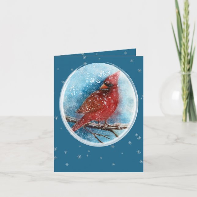 Christmas Cardinal Thinking of you Holiday Card (Front)